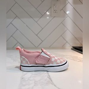Pink checkered vans slip ons. Toddler size 4